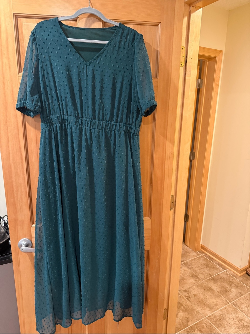 SHEIN Teal Swiss Dot Midi Dress